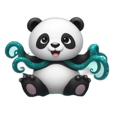 Panda do a hug to octopus sticker