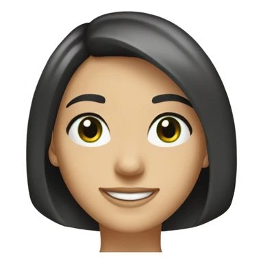 Brunette bob cut dark green  eyes  smiling sticker