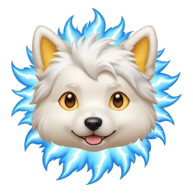 cute white dog with sparks of lightning sticker
