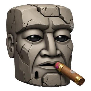 Blocky Easter island head smoking cigar sticker
