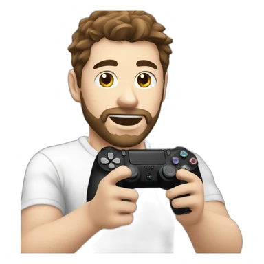 Homme blanc avec cheveux noir en train de jouer avec manette ps4 sticker