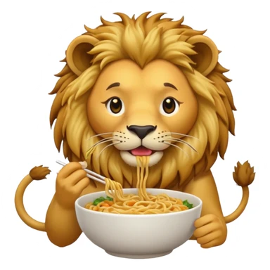 lion eating noodle sticker