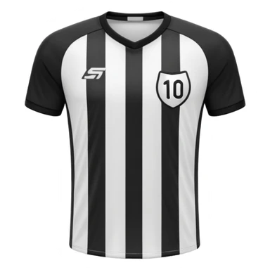 Soccer jersey emoji, cartoon emoji style, front view, black football shirt with a bold vertical white stripe in the center, clean and minimal design, no logo, no sponsor, short sleeves, black round collar, sticker