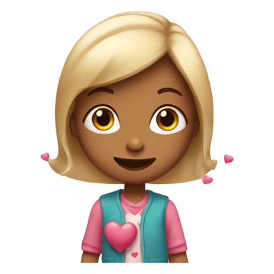 Qute smiley girl with hearts sticker