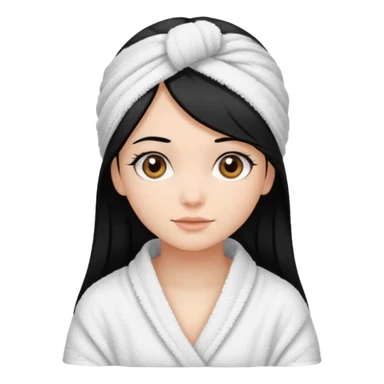 Menina de cabelo liso médio preto com olhos castanhos puxado com toalha de banho  sticker