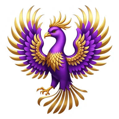 a golden phoenix with purplee aceent emblem sticker