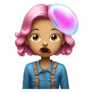 girl blowing bubble gum sticker