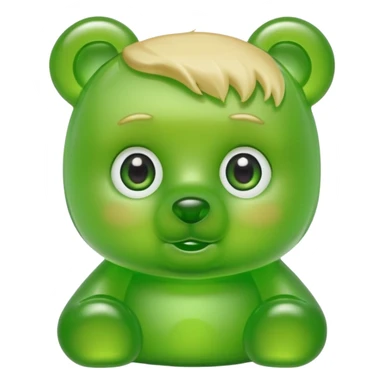 green gummy bear with eyes and blond hair only head sticker