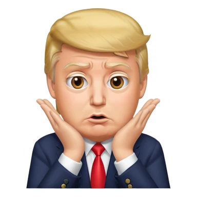 Trump, surprised, hands on cheeks sticker