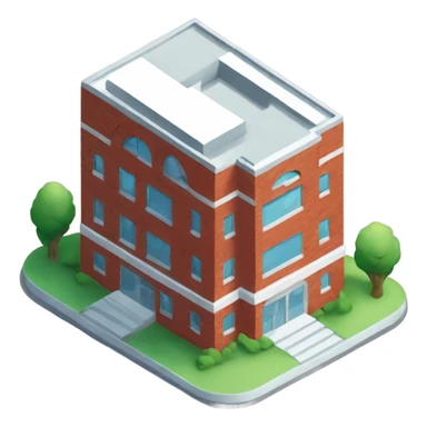 isometric, red brick, modern design round, medical center sticker