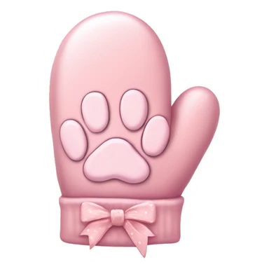 pale pink mittens with paw print and pale pink bow sticker