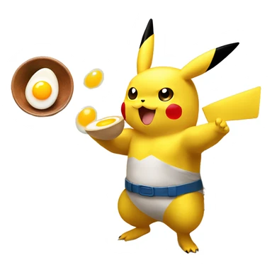 Pikachu serving sunny side up eggs to bodybuilder sticker