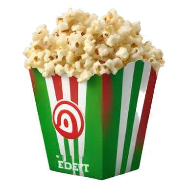Red and green popcorn box sticker