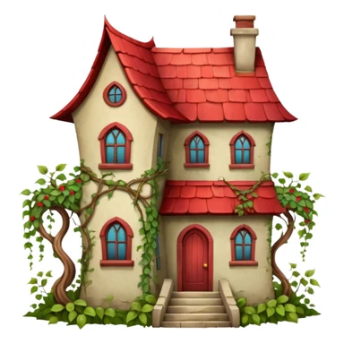 an old magic house with Tall crooked building with red roof.

 sticker