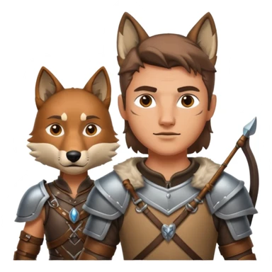 un archer avec un loup de conpagnie sticker