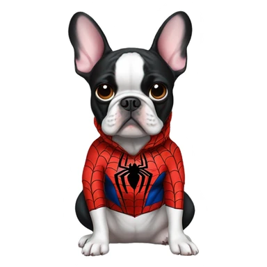French bulldog black with spiderman clothes  sticker