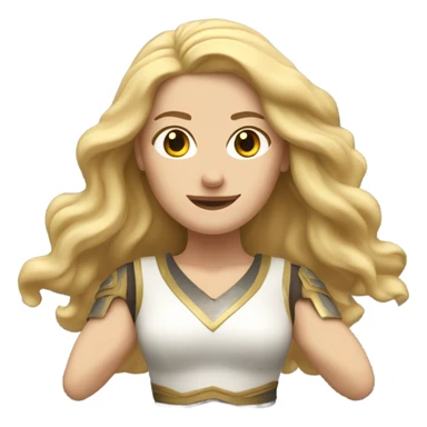 White woman, long hair, blonde hair, wavy hair, warrior 2 pose sticker