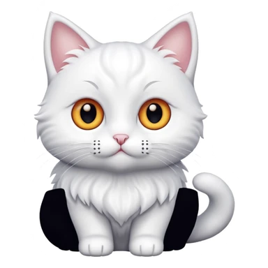 Isolated, breathtakingly vivid and intricately detailed digital illustration of the most incredibly adorable pure white ultra fluffy cat with cute large eyes figurine imaginable, toy style. sticker