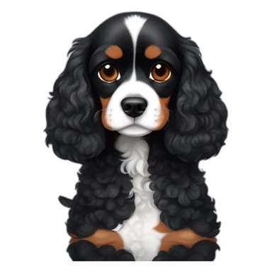 blenheim cavalier king charles spaniel and black mini poodle cuddle each other  sticker