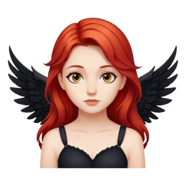 Girl with red hears and black wings  sticker