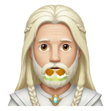 Baldr, God of Light from Gods and Goddesses with long platinum blonde hair and beard, white outfit sticker