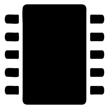 simple flat icon style electronic integrated circuit (IC), black rectangle, white pins sticker