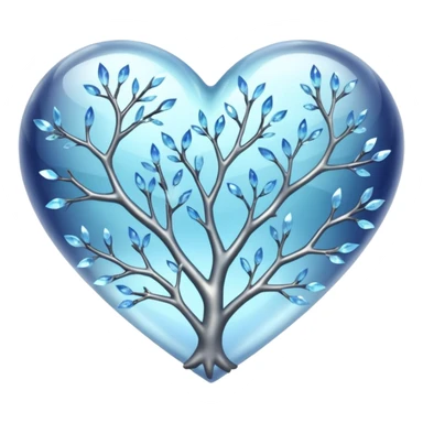 Natural crystal branches heart sticker
