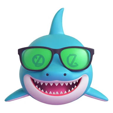 shark with green money glasses sticker