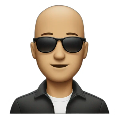 A bald guy with sunglasses smoke sticker