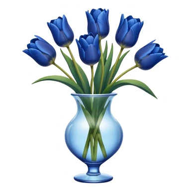 Navy blue tulips in glass vase  sticker