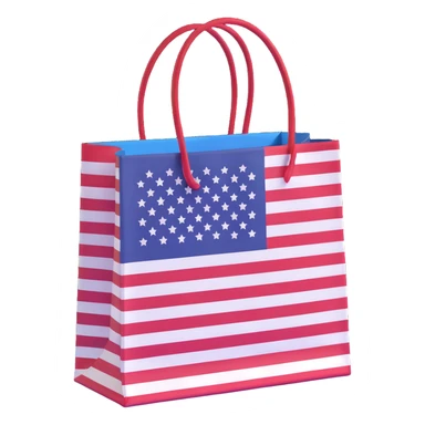shopping bag with USA flag pattern sticker