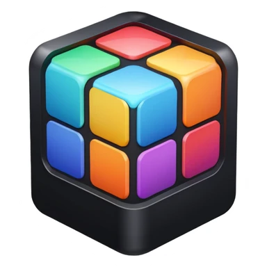 Davinci resolve "Node base Color managment" shape, glossy iconm (rainbow colors) square with rounded edges (black glossy background) sticker