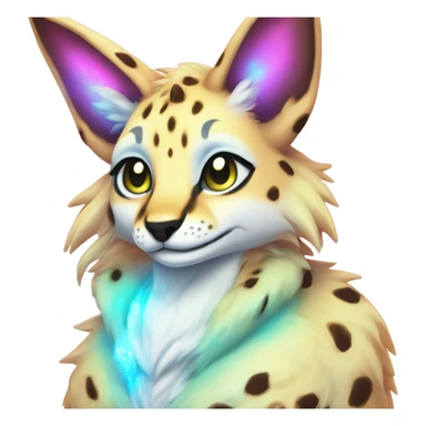 Cute Kawaii Epic Ethereal Sparkly Colorful Sergal-Serval-Vernid full body sticker