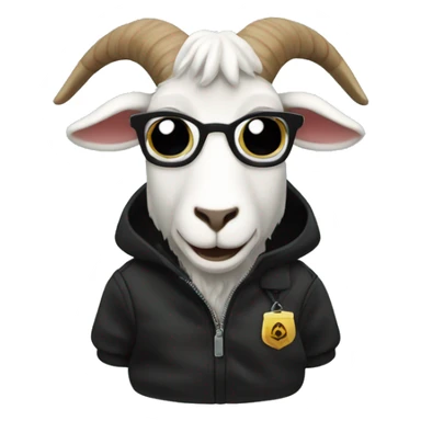 Goat in puffy black coat driving 2024 hummerEV sticker