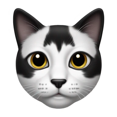 Black and white cat with black nose sticker