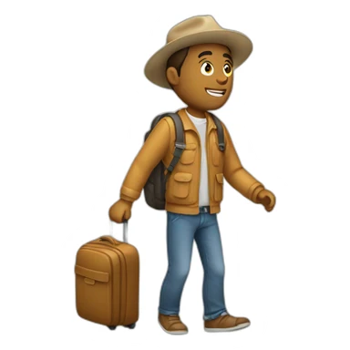 Hombre prepararndo su mochila para un viaje sticker