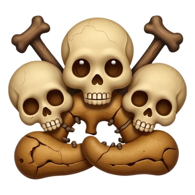 poop emoji with bones and 3 skulls sticker