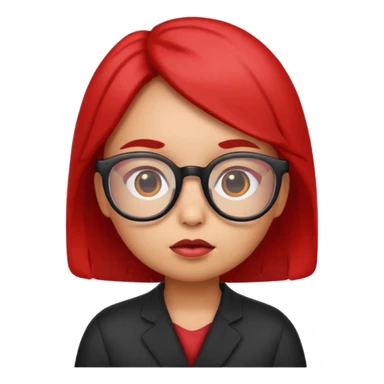 smart chick emoji, question, thinking, glasses, red sticker
