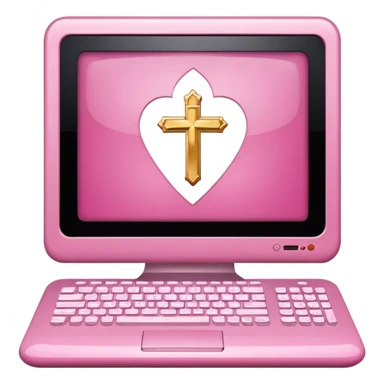 make a catholic computer with very girly pink tones sticker