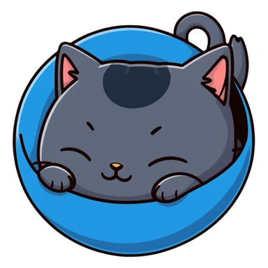 A fluffy cat sleeping in a cozy ball sticker