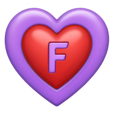 un corazon rojo CON LA LETRA F EN EL CENTRO DE COLOR LILA sticker