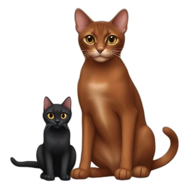 Dark red Abyssinian cat and black kitten with small white speck sticker