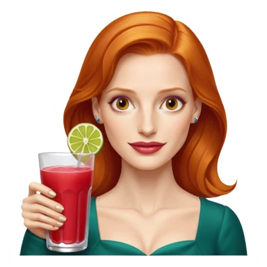Jessica Chastain, making fruit punch sticker