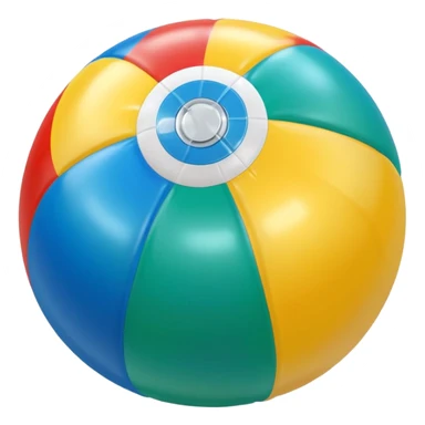 3D render of Beach Ball made of shiny inflatable vinyl, visible seam lines, air valve, highly reflective plastic texture, pool toy aesthetic, Apple emoji style, isolated on white background --v 6.0 sticker