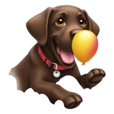 Happy-chocolate-labrador-playing-with-baloon sticker