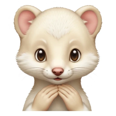 White stoat in the rubbing head with hands position  sticker