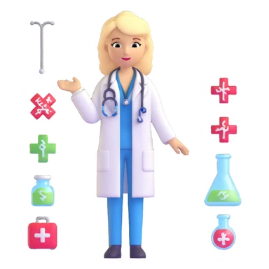 blonde woman doctor with medical symbols sticker