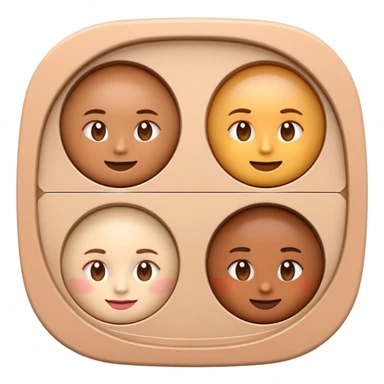 3D emoji-style makeup item, a round face sculpting palette with three sections in natural skin-tone shades (highlight, contour, and bronzer). Clean lighting, soft shadows, pastel aesthetic, Apple-style emoji, glossy and minimalistic look. sticker