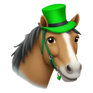 A horse with a green hat and a ballon in hand into a sphere sticker