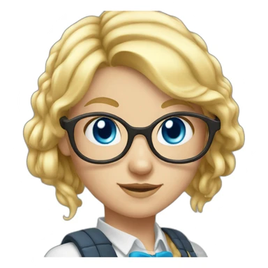 nerd girl with blue eyes and blonde hair with a tail sticker